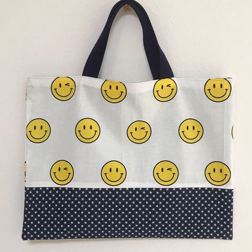 レッスンバッグ ニコちゃん柄 星柄 スマイル スター 通園通学グッズ