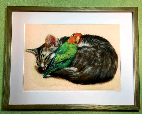 R*U様 羊毛フェルト　羊毛絵画『ラベンダー畑の朝』ハンドメイド　ウール刺繍 チ*コ様 羊毛フェルト 羊毛絵画『山郷の紫陽花』ハンドメイド
