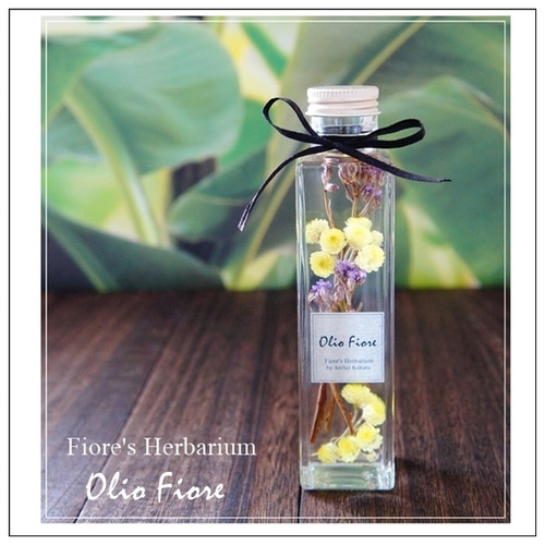 ハーバリウム M-7（角柱瓶M / 紫・黄色 ） ハーバリウム・植物