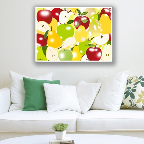 A2サイズパネルボード 洋梨とリンゴ 幸運モチーフフルーツデザイン