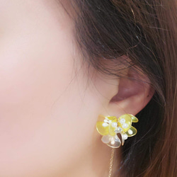 Pigtail 煦煦=黃色 不對稱耳環手作飾品（一對） 第4張的照片