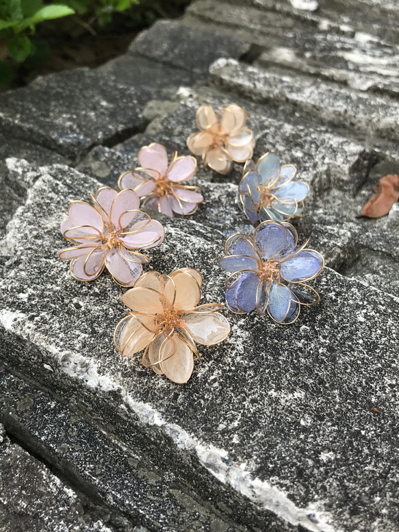 Pigtail 真花紫陽花球貼耳款（藍紫色） 第7張的照片