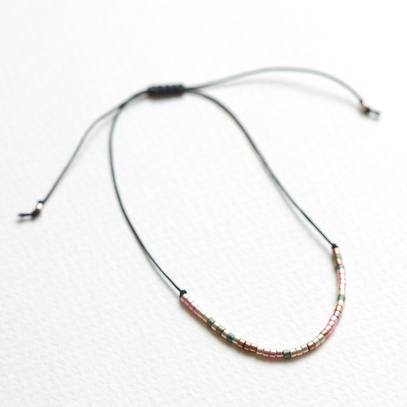 自由奔放に生きるスタイルアースカラーの真珠Boximiya微調整可能な伸縮式のブレスレット/ネックレス「小さなチェーンクラブ」B 4枚目の画像