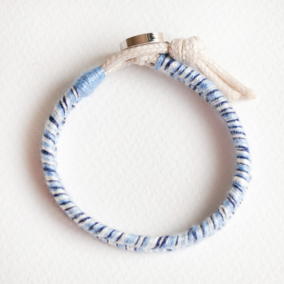 西班牙海洋風混色地中海藍棉線銀扣編織手環手鍊《小鍊子會社》男女中性款 BTW032 第5張的照片