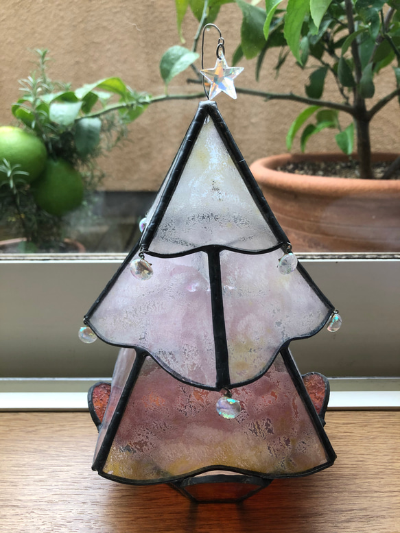 stainedglassのchristmas  treelamp  pink 1枚目の画像