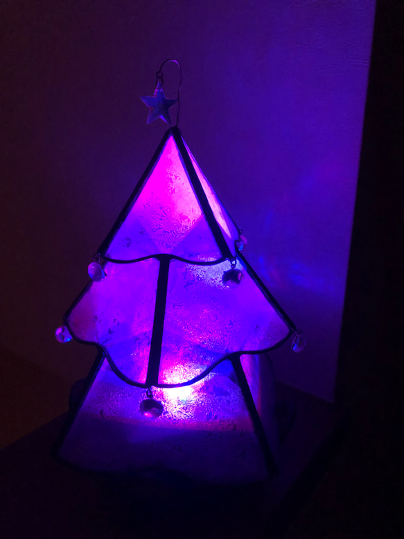 stainedglassのchristmas  treelamp  pink 3枚目の画像
