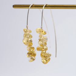 耳莢相思樹黃花 - 天然黃水晶穗狀花序925純銀長耳環 第4張的照片