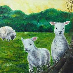小小羊兒，油畫 第1張的照片