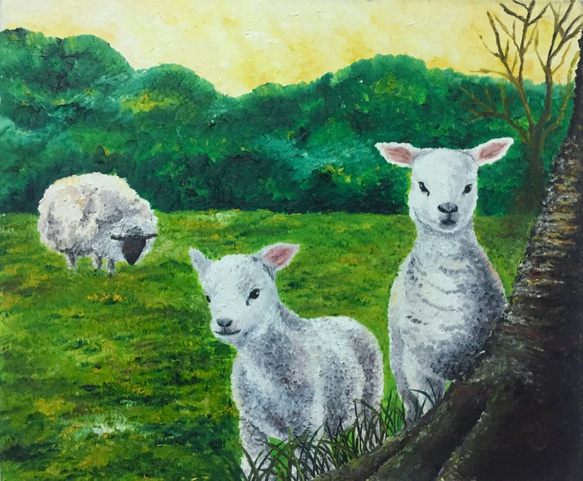 羊　油彩画 Johan_Wenzel_Peter_-