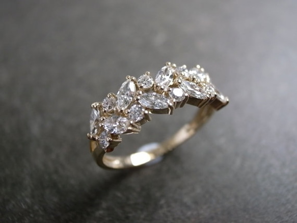 Marquise Ring 14K黃金鑽石戒指 第3張的照片