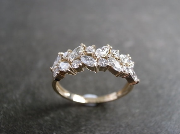 Marquise Ring 14K黃金鑽石戒指 第5張的照片