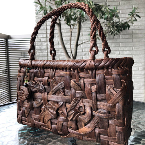 ⑬ 山葡萄 送料無料 国産 節入り 乱れ編み 山ぶどう カゴバック 籠