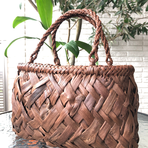 ②山葡萄 籠バック 送料無料 純国産 節入り クロス編み 山ぶどう カゴ