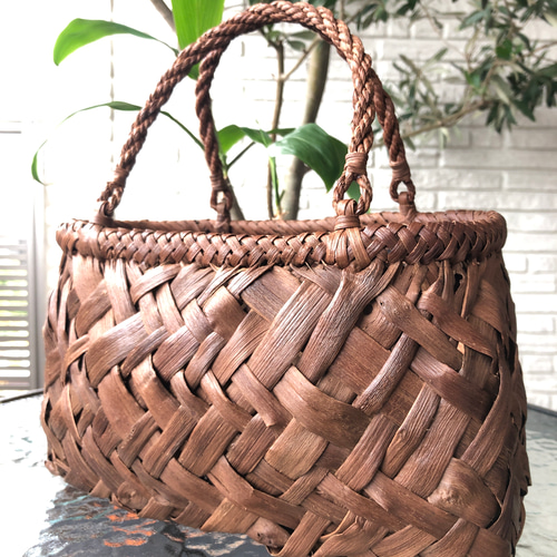 ②山葡萄 籠バック 送料無料 純国産 節入り クロス編み 山ぶどう カゴ  