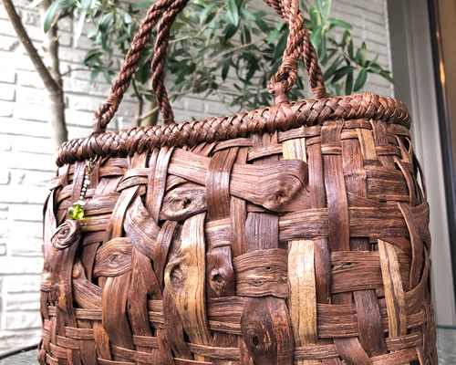 山葡萄かごバッグ　山葡萄　やまぶどう　国産　ヤマブドウ　籠 ③山葡萄 送料無料 純国産 乱れ編 山ぶどう カゴバック 艶あり