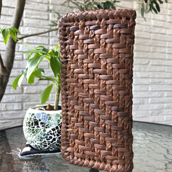 国産 山葡萄 送料無料 5ミリ 花編み 山ぶどう財布 長財布 ヤマブドウ