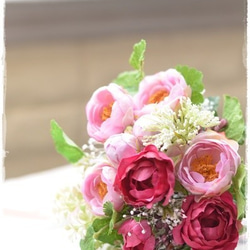 【プリザーブドとアートmix】くすみピンクのバラとミントのミニブーケ　母の日ギフトにもお薦め 10枚目の画像
