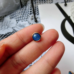 幻彩藍珠 耳針式耳環 鋼針 防過敏 藍石 天然石 第6張的照片