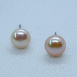 6mm淡水粉色珍珠防過敏耳針式耳環 第1張的照片