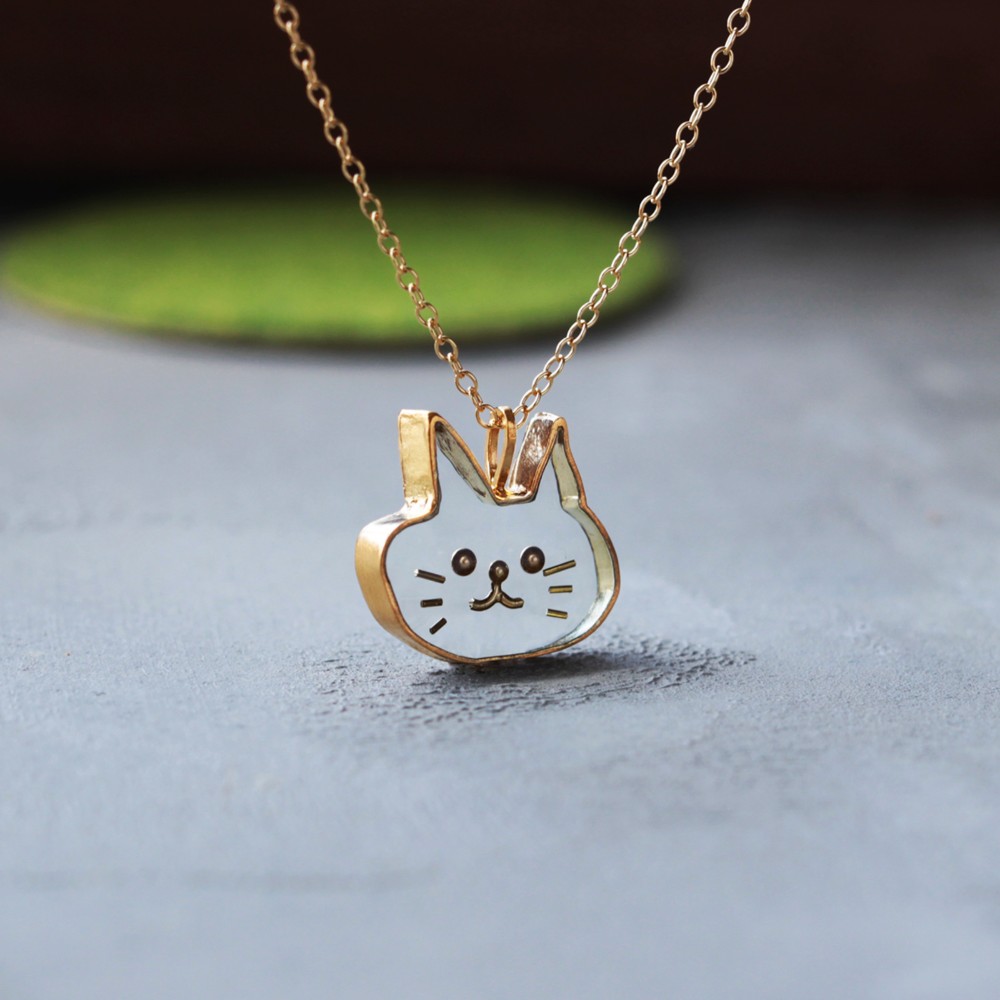 ねこちゃん｜K24コーティング｜K14ゴールドフィルドチェーン｜ネックレス｜N328-K