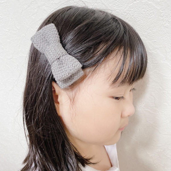 【ピンクはsold out】子供〜大人まで♪万能ヘアアクセ♡ニットリボンのクリップ 3枚目の画像