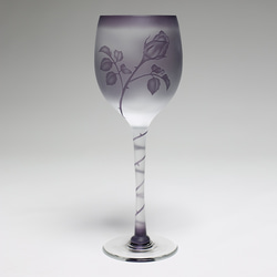 ワイングラス　紫のバラ　色被せグラス 4枚目の画像
