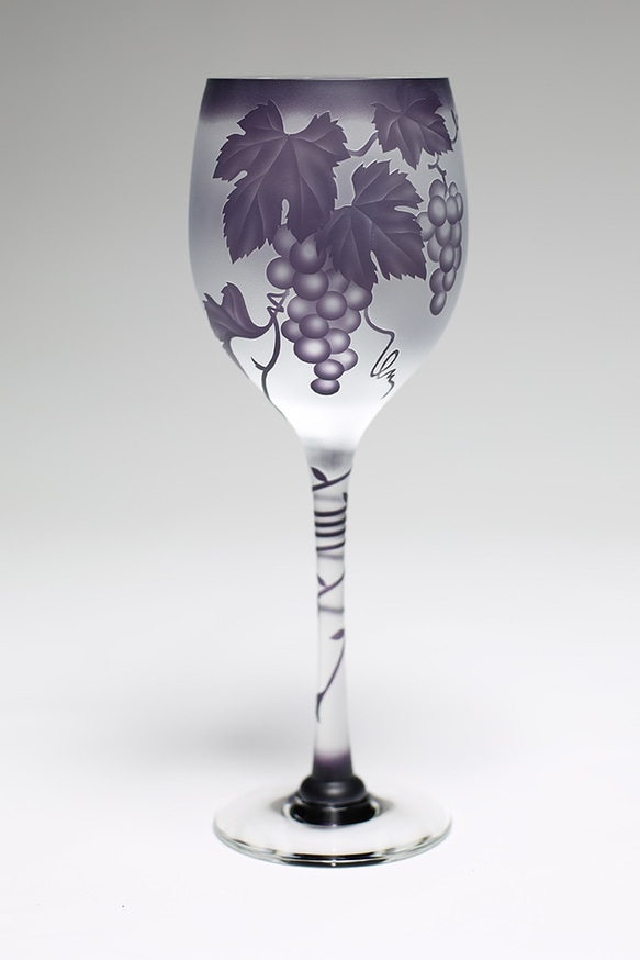 ワイングラス　葡萄　紫の色被せグラス 2枚目の画像
