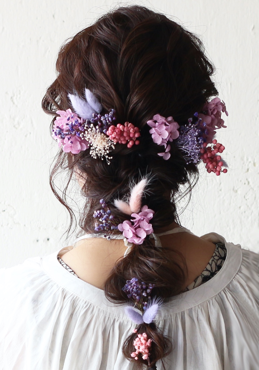 プリザーブドフラワー　ヘアアクセサリー ピンクパープル　 ロング