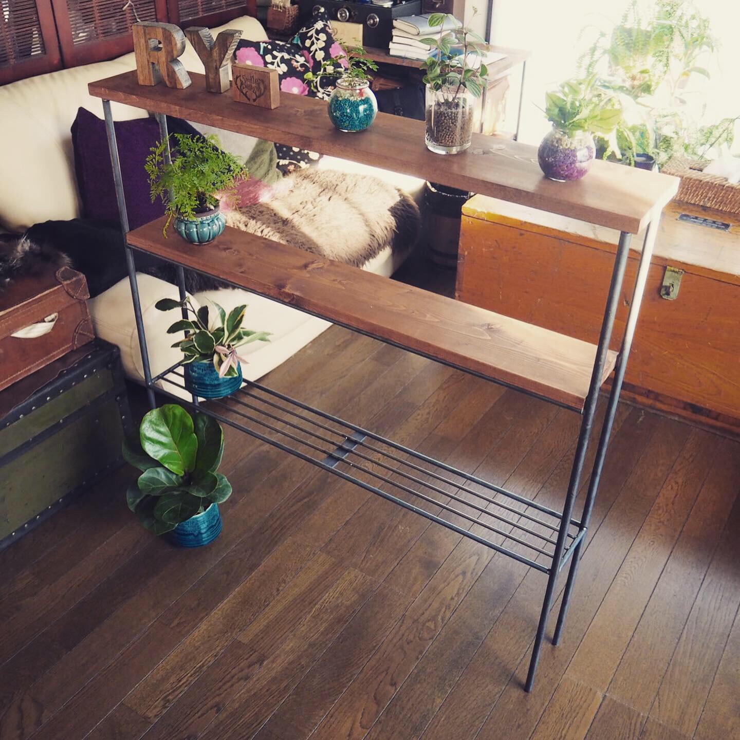 アイアンラック アイアンシェルフ エージング加工 アイアン家具 男前