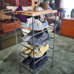 アイアンシューズラック5段ワイド(5足×5段25足用) アイアンシューズラック(ワイド)5段×5足25足用 靴箱・下駄箱・シューズ