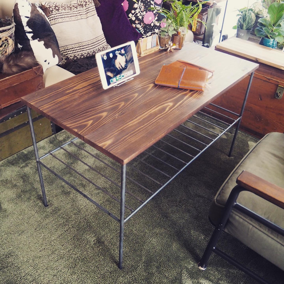アイアンウッドテーブル 男前 アンティーク レトロ センターテーブル  