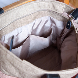 拉鍊頂部水平手提袋由耐用的沙發面料 第6張的照片