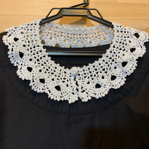 水色のレース編みの付け襟 その他ファッション nazuna-white