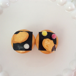 《送料無料》デコ海苔煎餅のちっちゃなバレッタ♡4cmＧ 1枚目の画像
