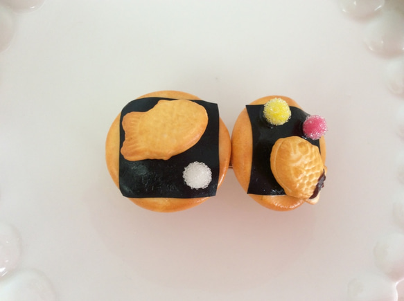 《送料無料》デコ海苔煎餅のちっちゃなバレッタ♡4cmＧ 2枚目の画像