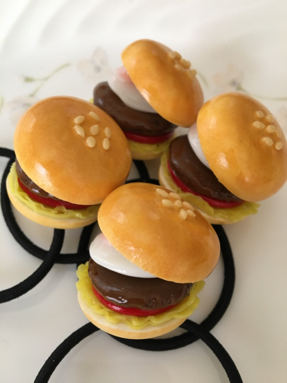 ハンバーガーのヘアゴム♡目玉焼き♡マル 3枚目の画像