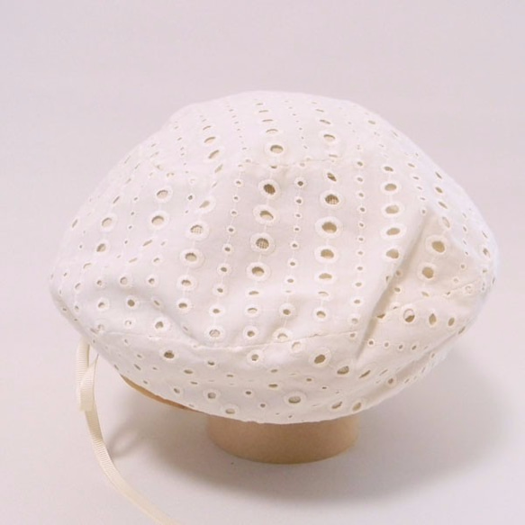 我想在春夏穿的比賽貝雷帽。蕾絲貝雷帽 - 白色【PL 1225  - 白色】 第5張的照片