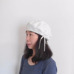 我想在春夏穿的比賽貝雷帽。蕾絲貝雷帽 - 白色【PL 1225  - 白色】 第6張的照片