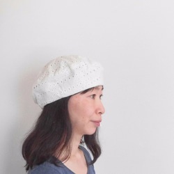 我想在春夏穿的比賽貝雷帽。蕾絲貝雷帽 - 白色【PL 1225  - 白色】 第9張的照片