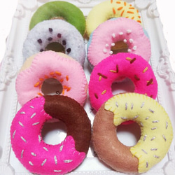 クマさん型ドーナツセット】5 種類♥フェルトままごと知育玩具布