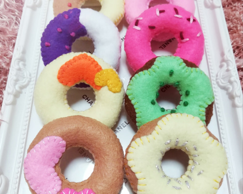 フェルトドーナツセット⑩】8種類♥フェルトままごと知育玩具