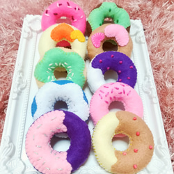 クマさん型ドーナツセット】5 種類♥フェルトままごと知育玩具布