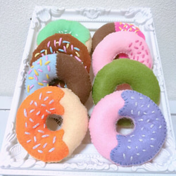 クマさん型ドーナツセット】5 種類♥フェルトままごと知育玩具布