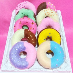 クマさん型ドーナツセット】5 種類♥フェルトままごと知育玩具布