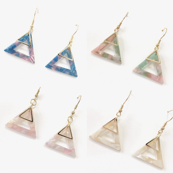 4色＊shell triangle＊ ピアス/イヤリング 2枚目の画像