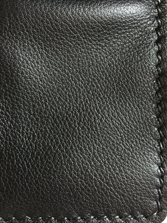 送料無料 革職人の手作り財布屋 ハンドメイドレザークラフトウォレット 二つ折り 本革 手縫い 黒 5枚目の画像