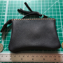 送料無料 バタフライポーチ 革職人の手作り財布屋 レザーウォレットコインケース 本革手縫いバッグ 3枚目の画像