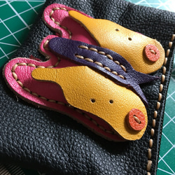 送料無料 バタフライポーチ 革職人の手作り財布屋 レザーウォレットコインケース 本革手縫いバッグ 5枚目の画像
