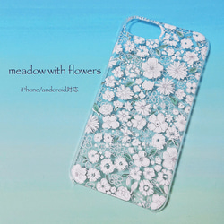 《送料無料》andoroid／iPhone対応　meadow with flowers柄 クリアケース 1枚目の画像