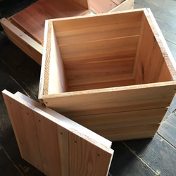 座れる収納♪りんご箱半分サイズ蓋つき 木箱 ウッドボックス その他